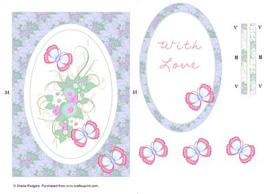 Butterfly and Flowers Oval Spinner Card