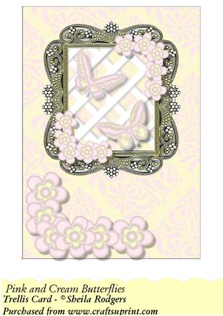 Pink and Cream Butterflies - Trellis Card Kit