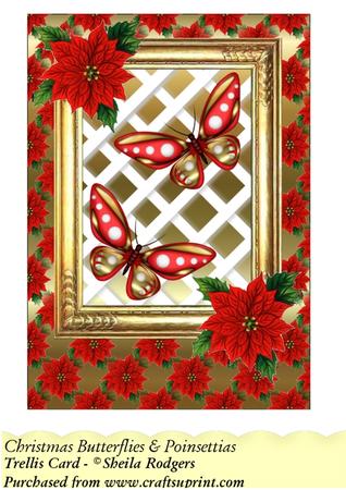 Christmas Butterflies and Poinsettias - Trellis Card Kit