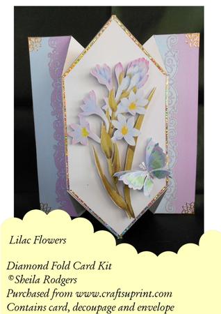 Lilac Flowers - Diamond Fold Card Kit