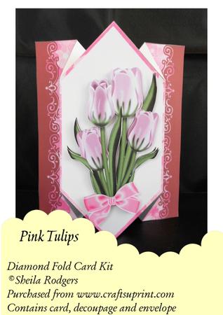 Pink Tulips - Diamond Fold Card