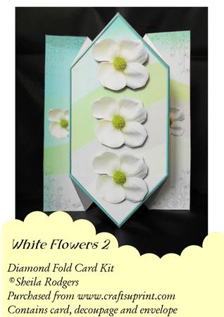 White Flowers 2 - Diamond Fold Card