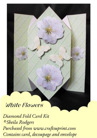 White Flowers - Diamond Fold Card