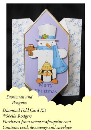 Snowman and Penguin - Diamond Fold Card
