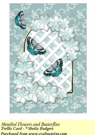 Menthol Flowers and Butterflies - Trellis Card Kit
