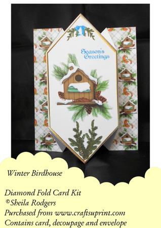 Winter Birdhouse - Diamond Fold Card