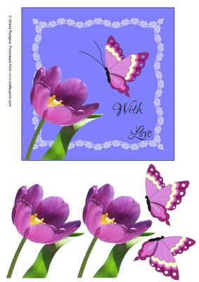 Purple Tulip with Butterfly