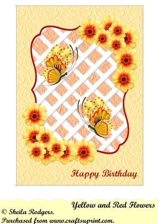 Yellow and Red Flowers - Trellis Card Kit