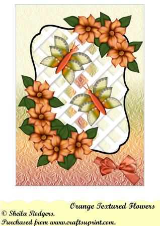 Orange Textured Flowers - Trellis Card Kit