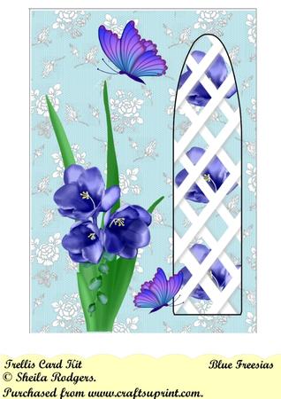 Blue Freesias - Trellis Card Kit