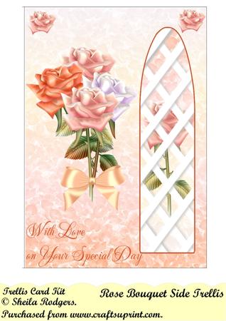 Rose Bouquet Side Trellis Card