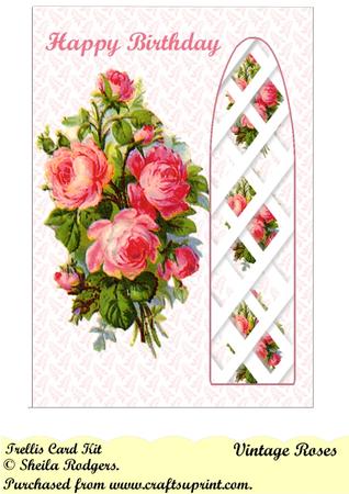 Vintage Roses Side Trellis Card Kit