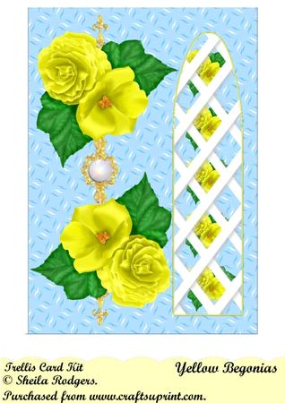 Yellow Begonias Side Trellis Card Kit
