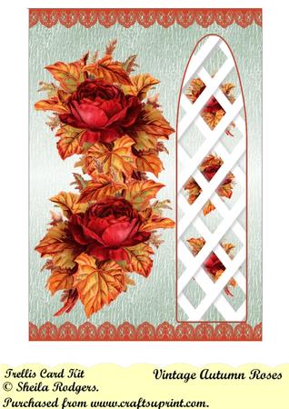 Vintage Floral Roses Side Trellis Card
