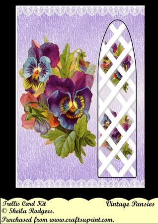 Vintage Pansies Side Trellis Card