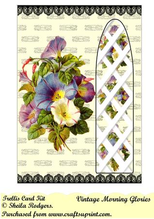 Vintage Morning Glories - Side Trellis Card