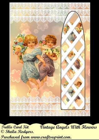 Vintage Angels with Flowers Side Trellis Card