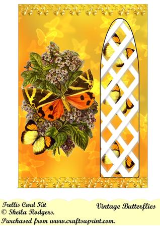 Vintage Butterflies Side Trellis Card