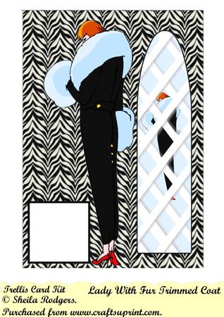 Lady with Fur Trimmed Coat Side Trellis Card