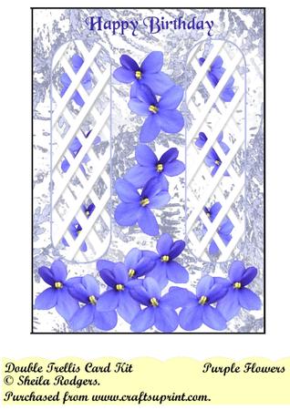 Purple Flowers Double Trellis Card Kit