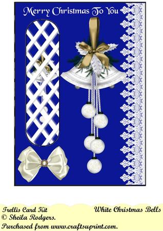 White Christmas Bells Trellis Card Kit