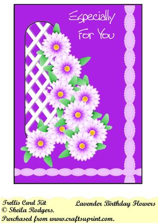 Lavender Birthday Flowers Trellis Card Kit