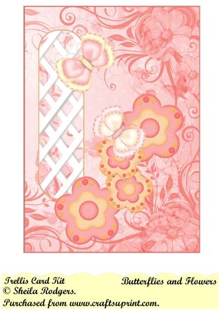 Butterflies and Flowers Left Trellis Card Kit