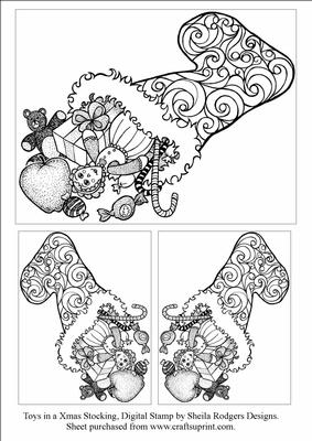 Toys in a Xmas Stocking, Digital Stamp