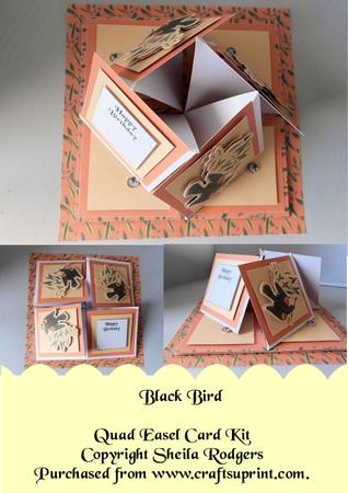 Black Bird Quad Easel Card Kit