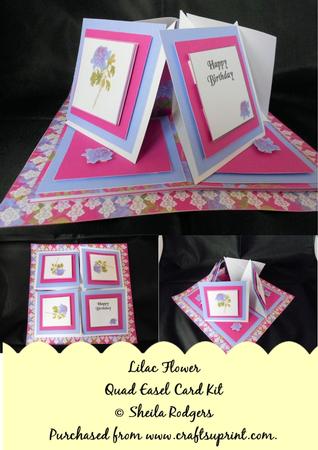 Lilac Flower Quad Easel Card Kit