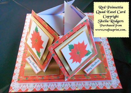Red Poinsettia Quad Easel Card Kit