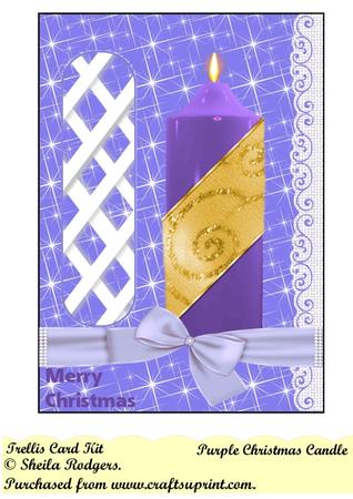 Purple Christmas Candle Left Trellis Card Kit