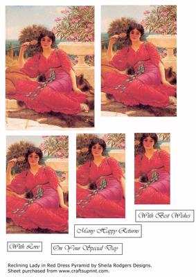Reclining Lady in Red Dress Pyramid