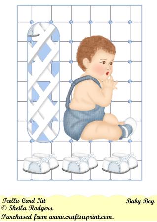 Baby Boy Left Trellis Card Kit