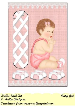 Baby Girl Left Trellis Card Kit