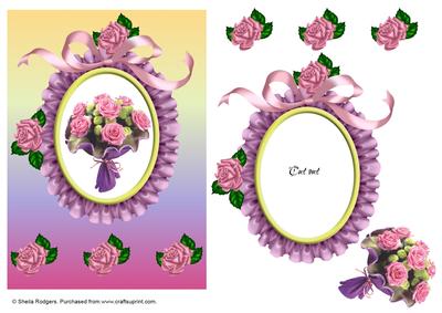 Pink Roses in Ruffled Frame