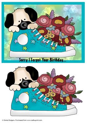 Belated Birthday Puppy in a Shoe