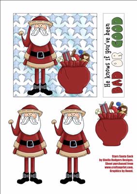 Stars Santa Sack Decoupage