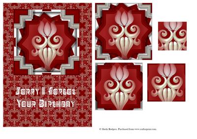 Red Geometric Belated Birthday Card