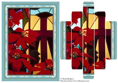Poinsettia and Stained Glass Panel Card