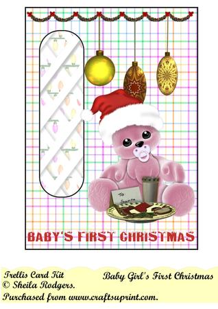 Baby Girl's First Christmas Trells Card