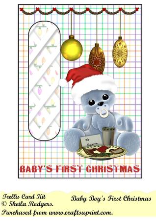 Baby Boy's First Christmas Trellis Card