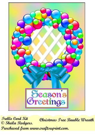Christmas Tree Bauble Wreath Trellis Card