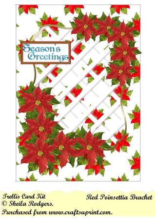 Red Poinsettia Bracket Trellis Card Kit