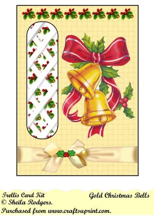 Gold Christmas Bells Trellis Card Kit