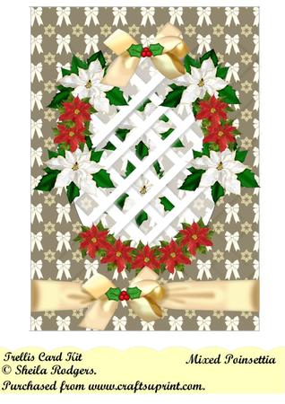 Mixed Poinsettia Trellis Card Kit