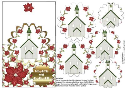 Christmas Church Scalloped Over the Edge Pyramid