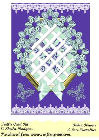 Fabric Flowers and Lace Butterflies Trellis Card Kit