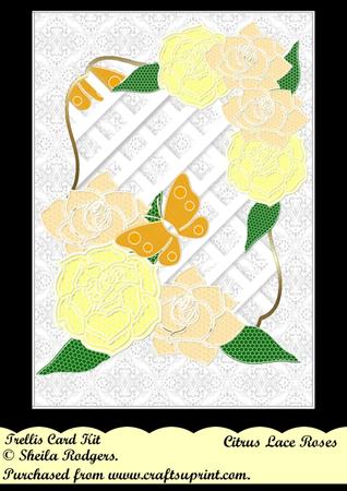 Citrus Lace Roses Trellis Card Kit