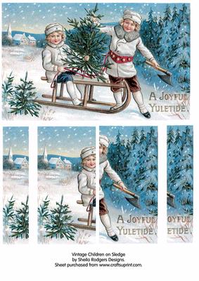 Vintage Children on Sledge